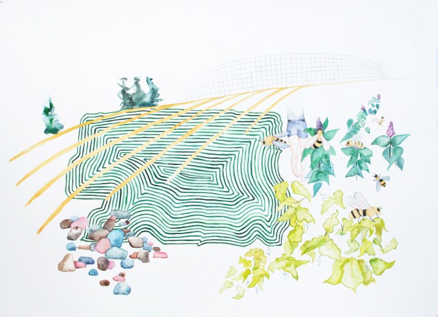 Boundaries: Johnny's, graphite and watercolor on paper