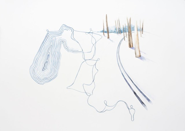 Lucinda Bliss, Pineland 1, pencil and watercolor on paper, 22" x 30"